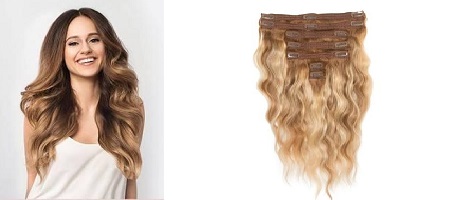 Clip in human hair extensions